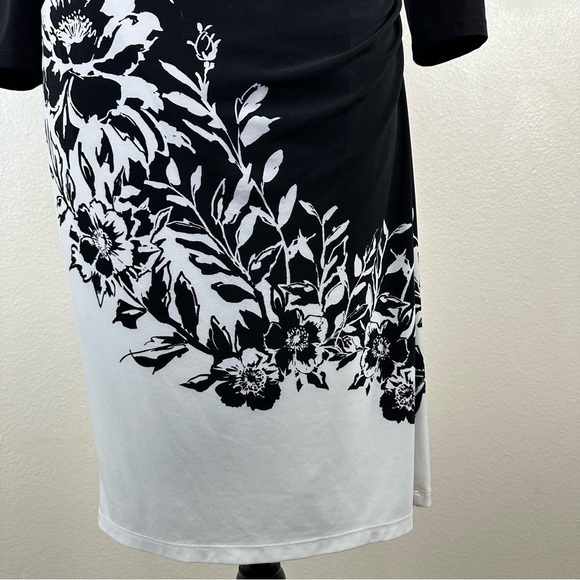 Lauren Ralph Lauren Black and White Side Ruched Dress Women's Size 4P - Picture 6 of 14